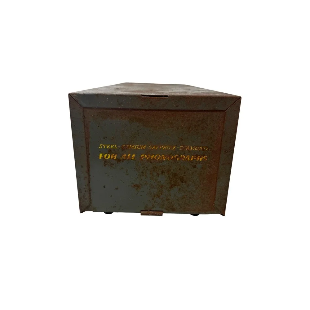 Vintage Recoton Metal Storage Drawer Phonograph Needle Cabinet Industrial Rust